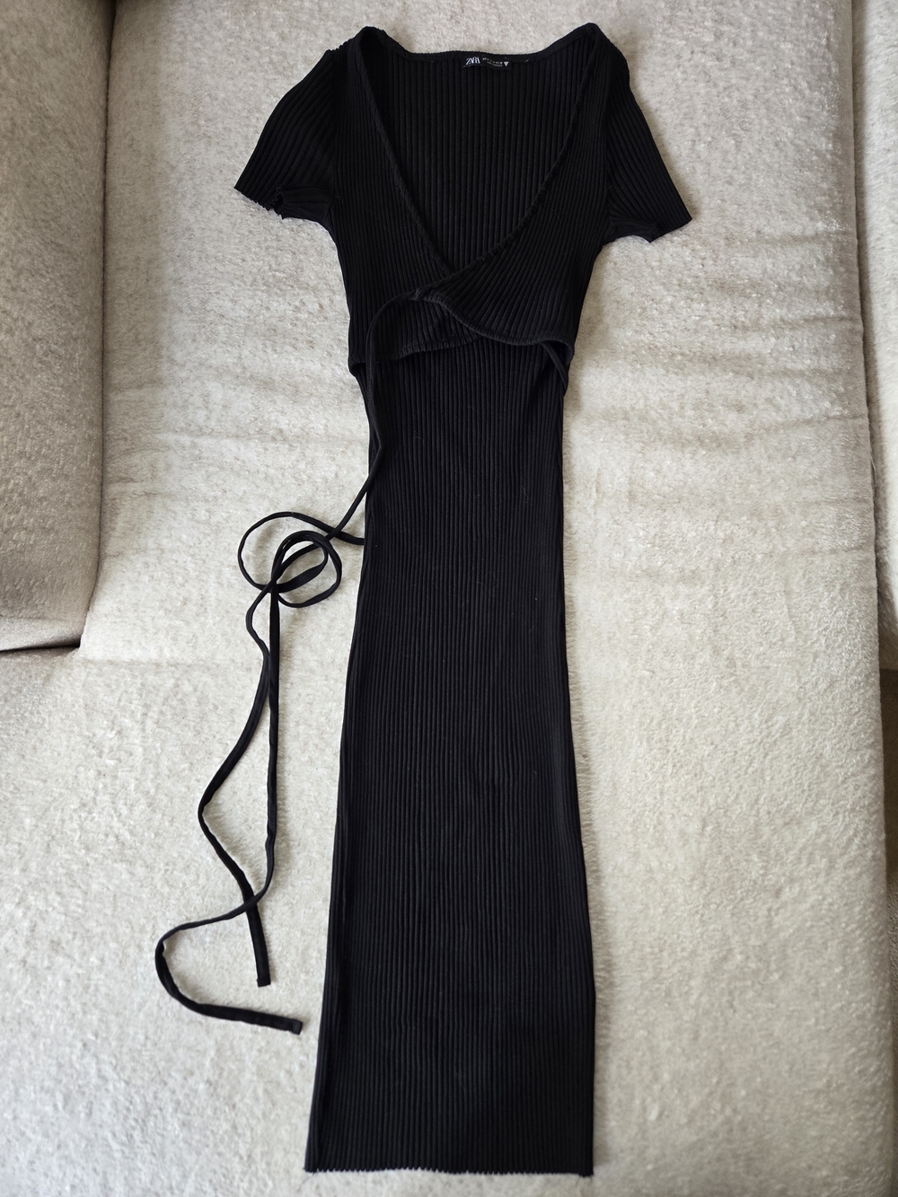 Zara Black Ribbed Bodycon Dress